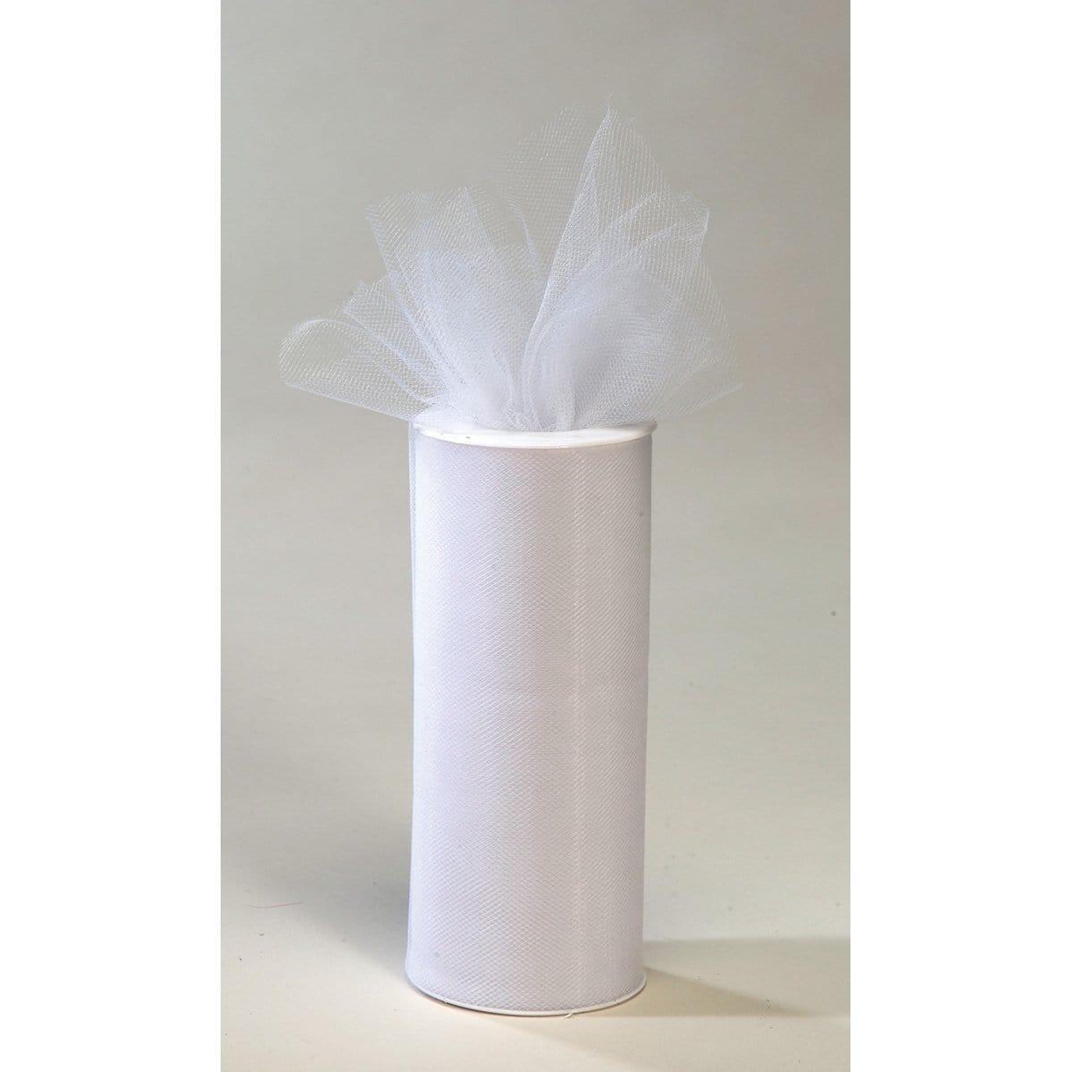 Buy Decorations Tulle Roll - White 6 in. x 25 yds sold at Party Expert