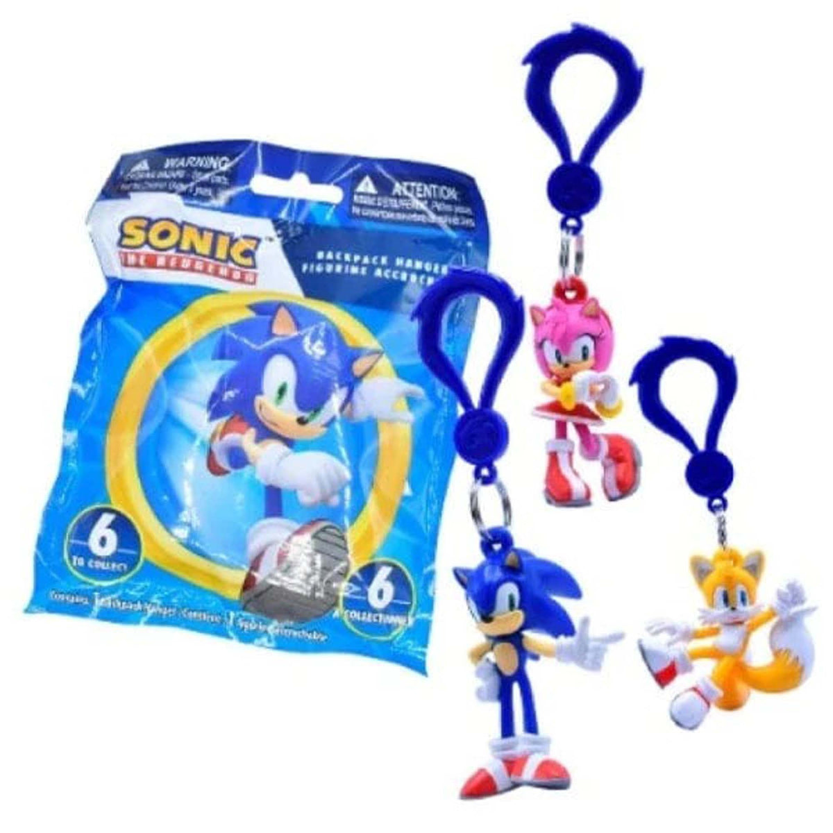 RED PLANET GROUP Plushes Sonic the Hedgehog Backpack Hangers, 3 Inches, Assortment, 1 Count