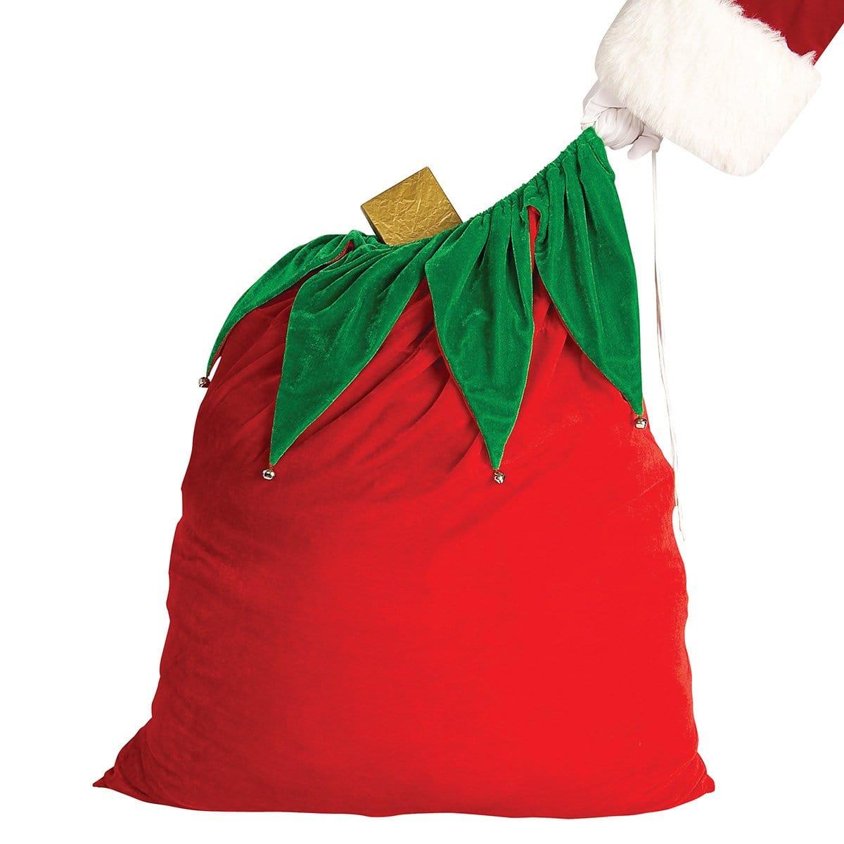 Buy Christmas Velvet Santa Bag With Bells sold at Party Expert