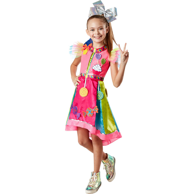 Jojo Siwa Costume for Kids, Multicolor Dress with candies – Party Expert