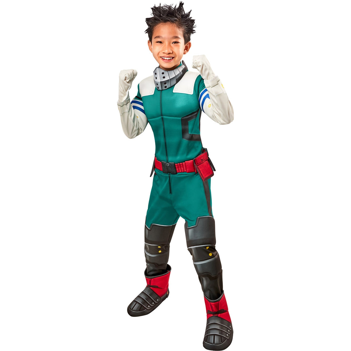 RUBIES II (Ruby Slipper Sales) Costumes My Hero Academia Izuku Midoriya Deluxe Costume for Kids, Red and Blue Padded Jumpsuit