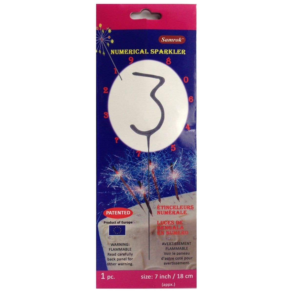 Buy Cake Supplies Numeral Sparkler # 3 sold at Party Expert