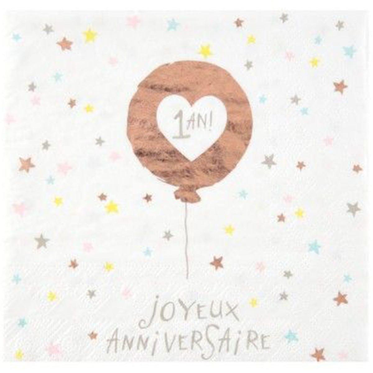 SANTEX 1st Birthday Pastel 1st Birthday Lunch Napkins, 20 Count
