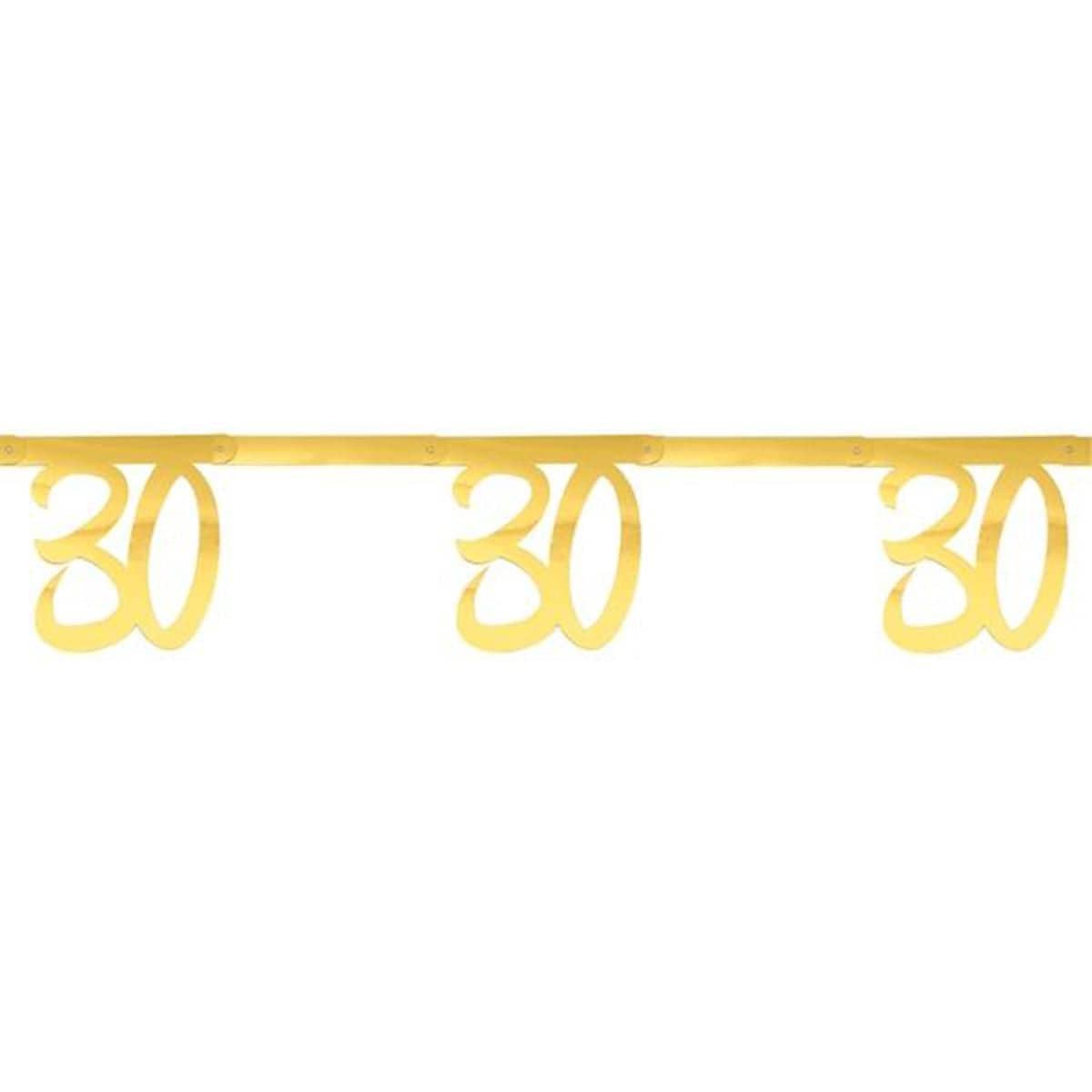 SANTEX Age Specific Birthday 30 Years Old Birthday Banner, Metallic Gold