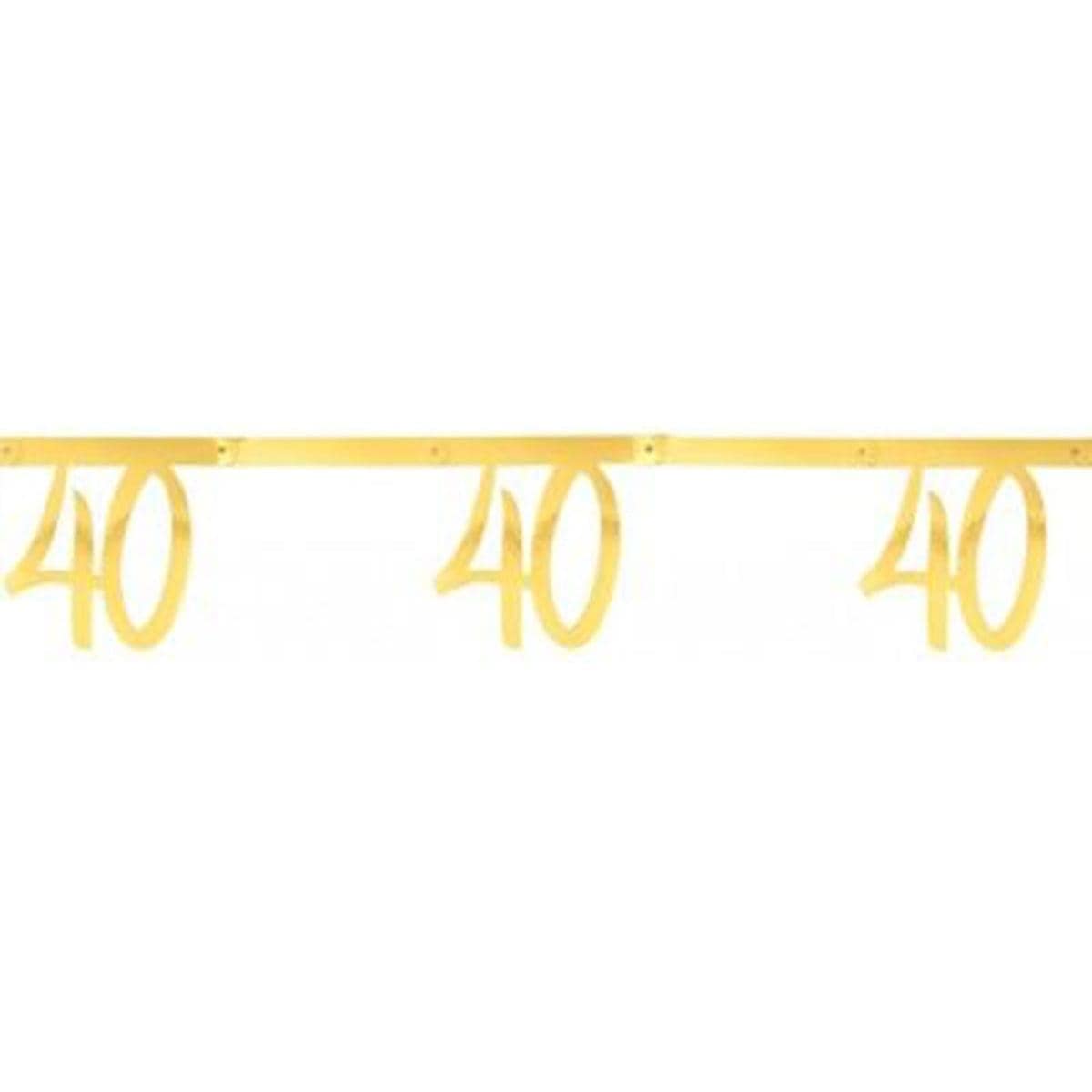 SANTEX Age Specific Birthday 40 Years Old Birthday Banner, Metallic Gold
