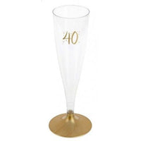 SANTEX Age Specific Birthday 40th Birthday Champagne Flute, Gold, 6 Count