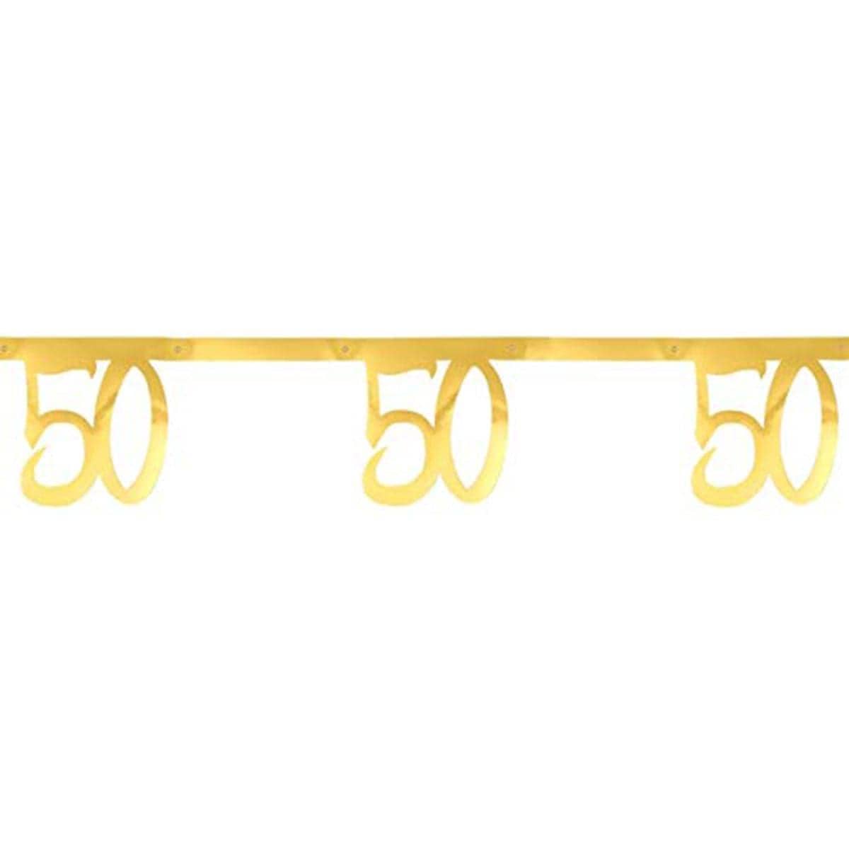 SANTEX Age Specific Birthday 50 Years Old Birthday Banner, Metallic Gold