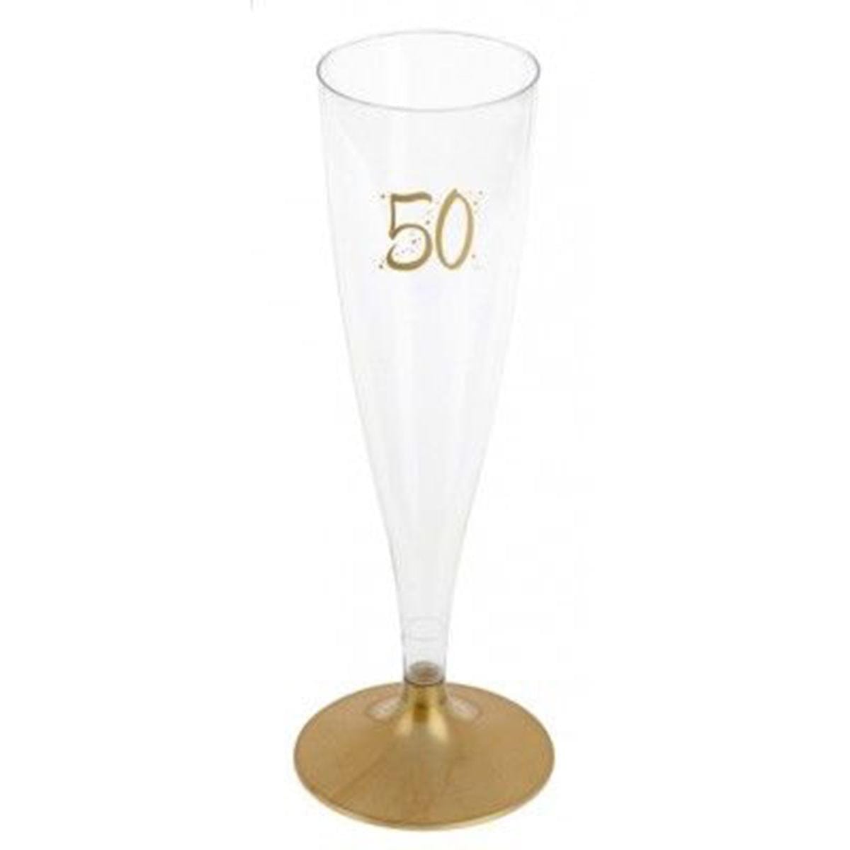 SANTEX Age Specific Birthday 50th Birthday Champagne Flute, Gold, 6 Count