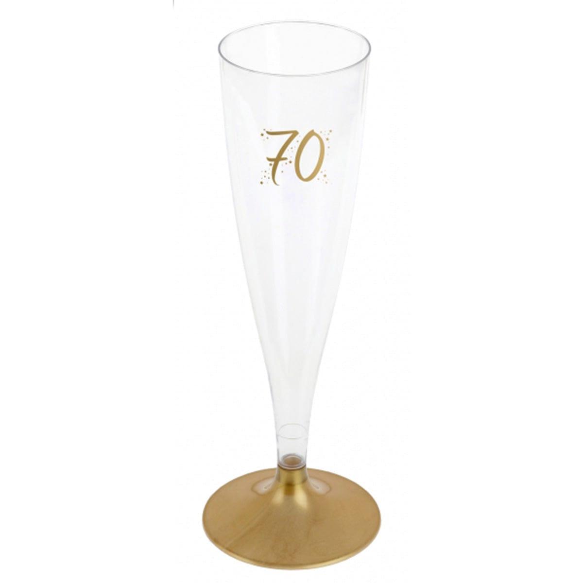 SANTEX Age Specific Birthday 70th Birthday Champagne Flute, Gold, 6 Count