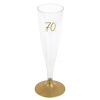 SANTEX Age Specific Birthday 70th Birthday Champagne Flute, Gold, 6 Count