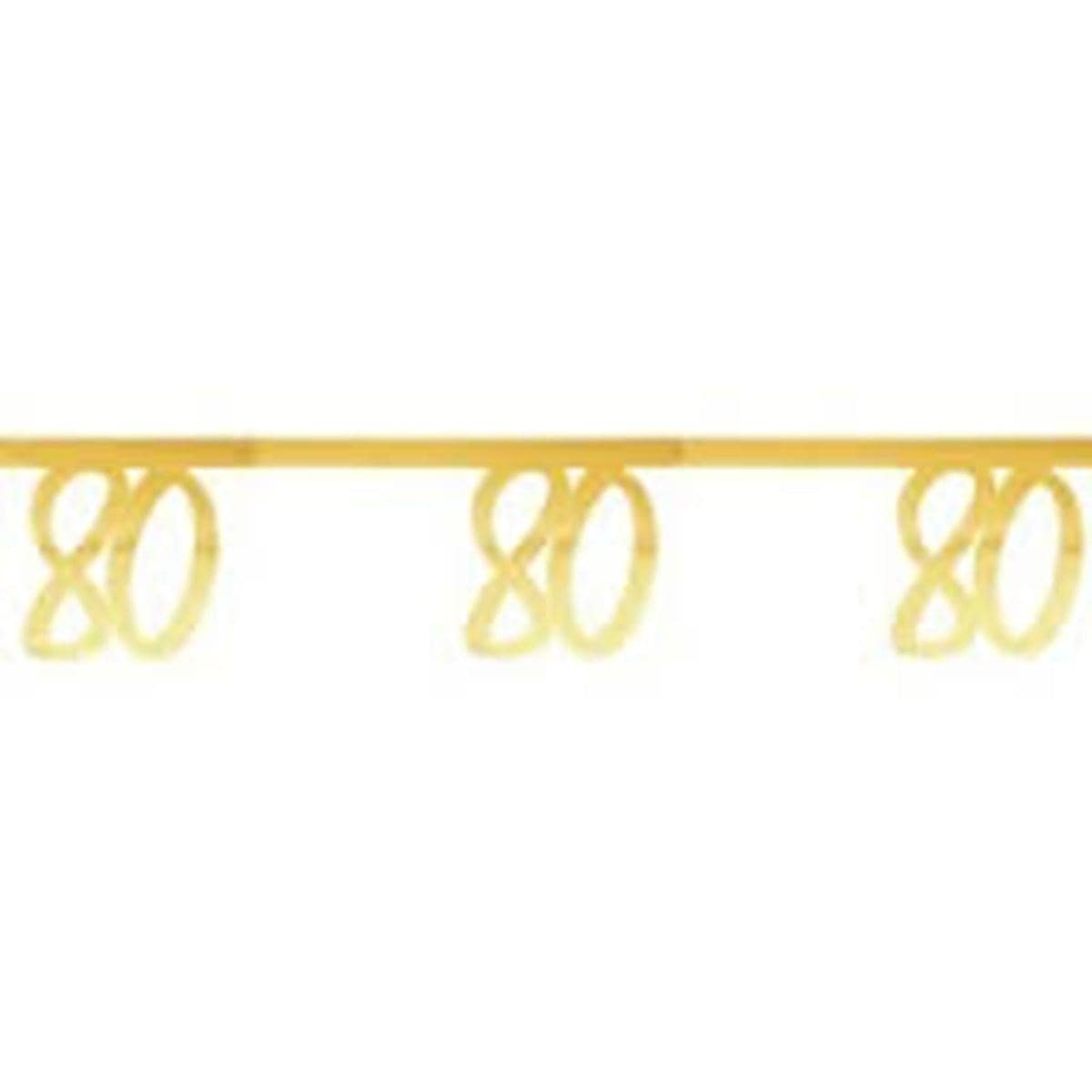 SANTEX Age Specific Birthday 80 Years Old Birthday Banner, Metallic Gold
