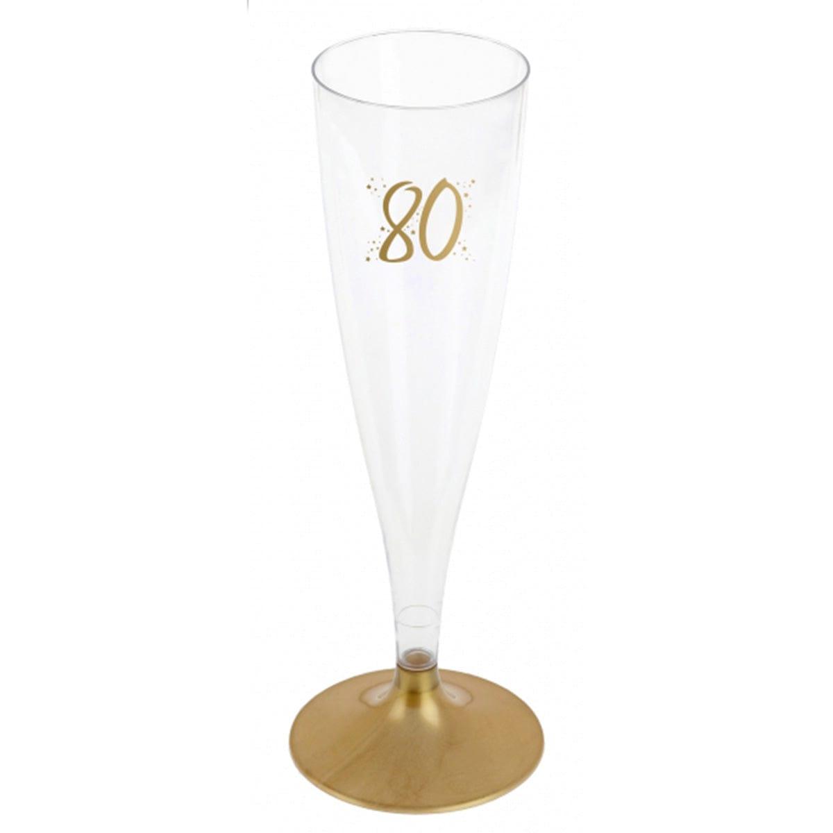 SANTEX Age Specific Birthday 80th Birthday Champagne Flute, Gold, 6 Count