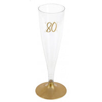 SANTEX Age Specific Birthday 80th Birthday Champagne Flute, Gold, 6 Count