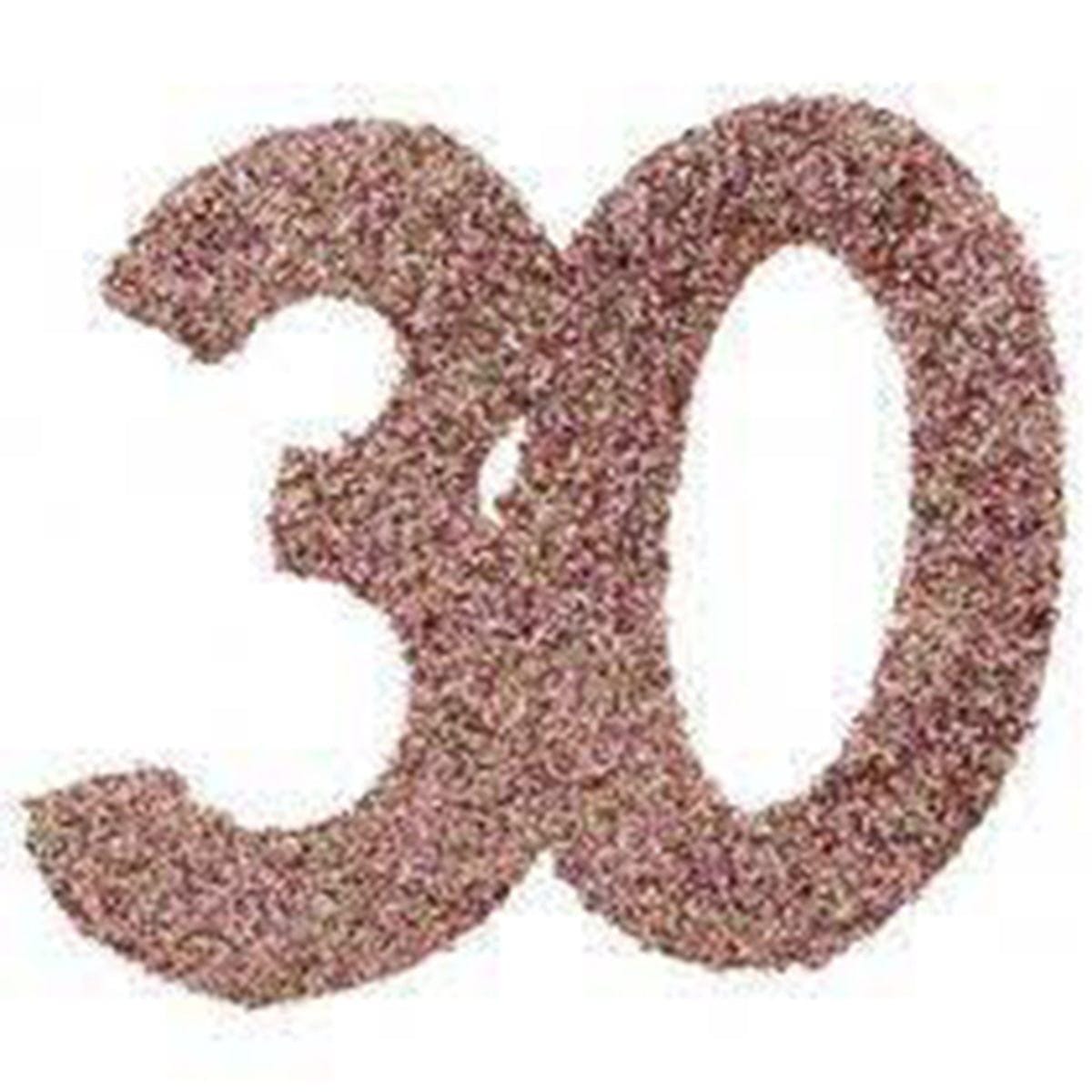 SANTEX Age Specific Birthday Glittery Number 30 Decoration, Rose Gold, 6 Count