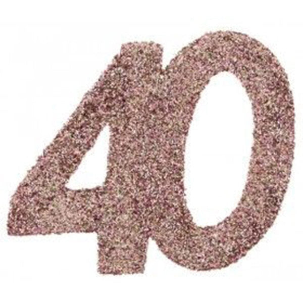 Glittery Number 40 Decoration, Rose Gold, Count – Party Expert