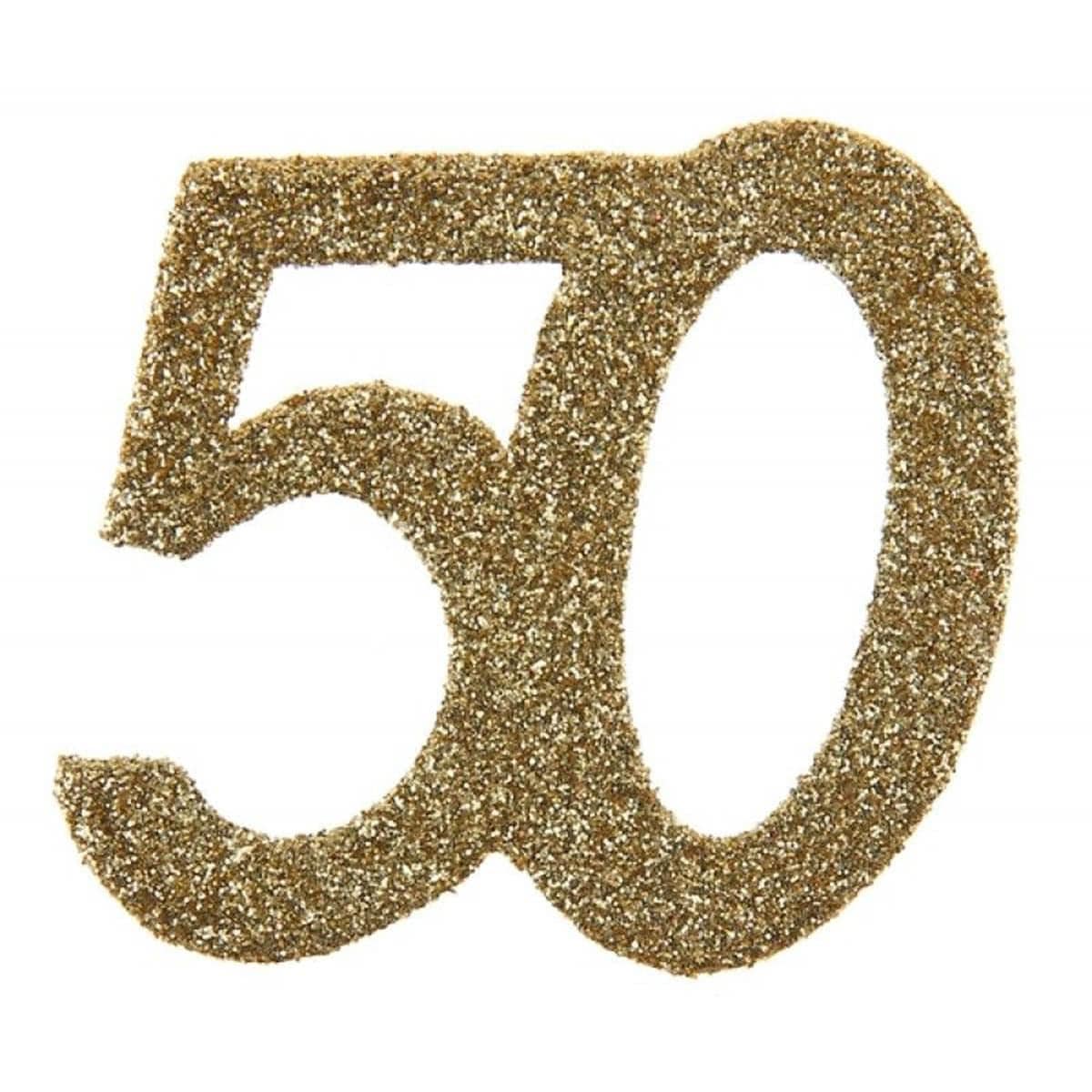 SANTEX Age Specific Birthday Glittery Number 50 Decoration, Gold, 6 Count