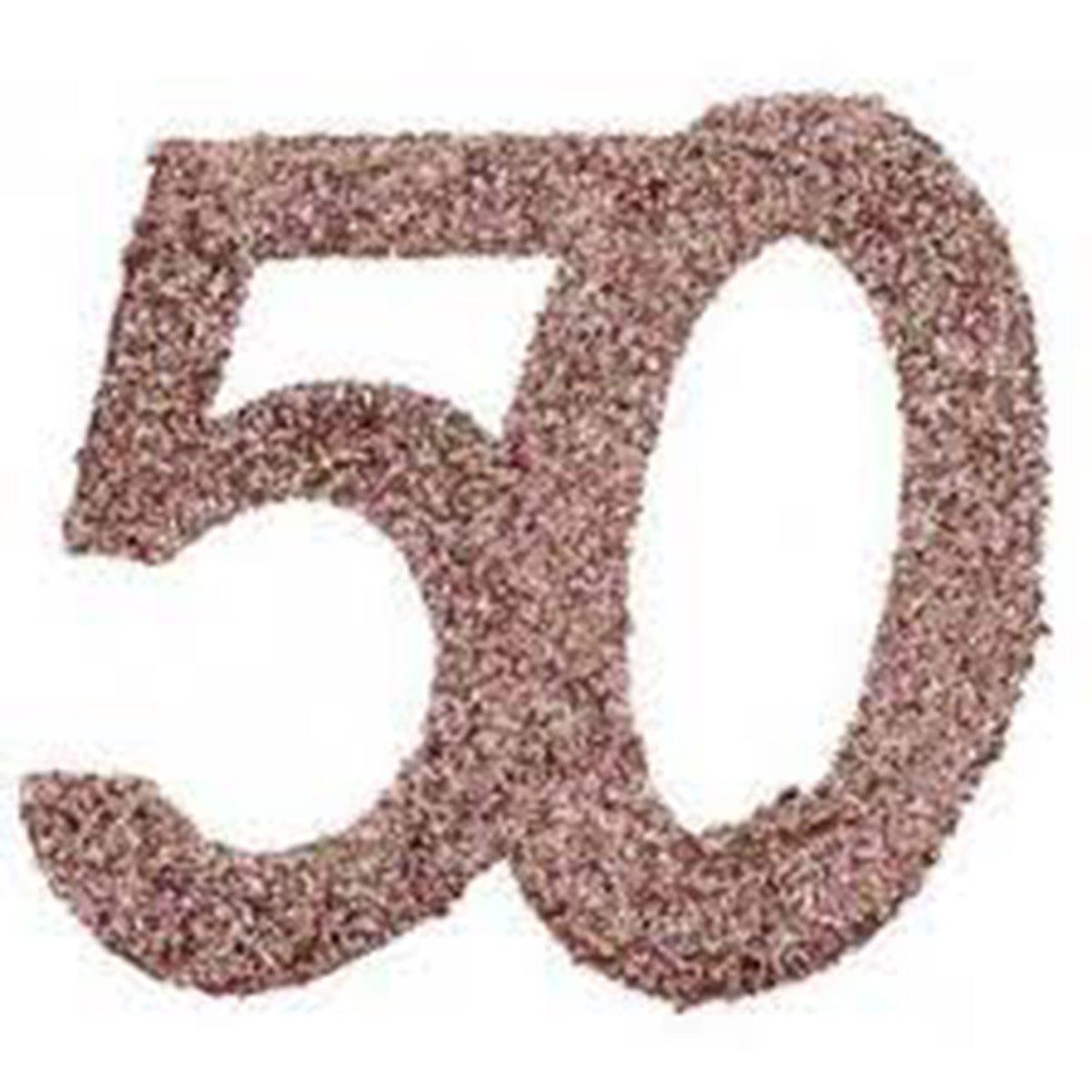 SANTEX Age Specific Birthday Glittery Number 50 Decoration, Rose Gold, 6 Count