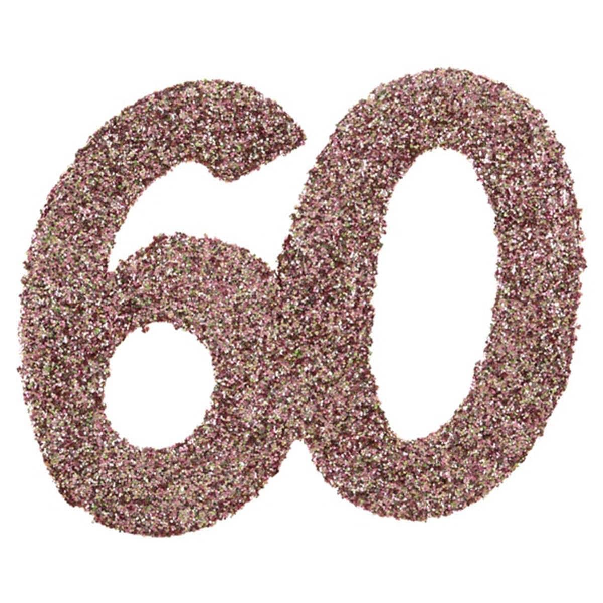 SANTEX Age Specific Birthday Glittery Number 60 Decoration, Rose Gold, 6 Count