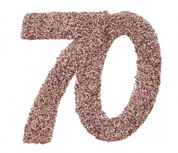 SANTEX Age Specific Birthday Glittery Number 70 Decoration, Rose Gold, 6 Count