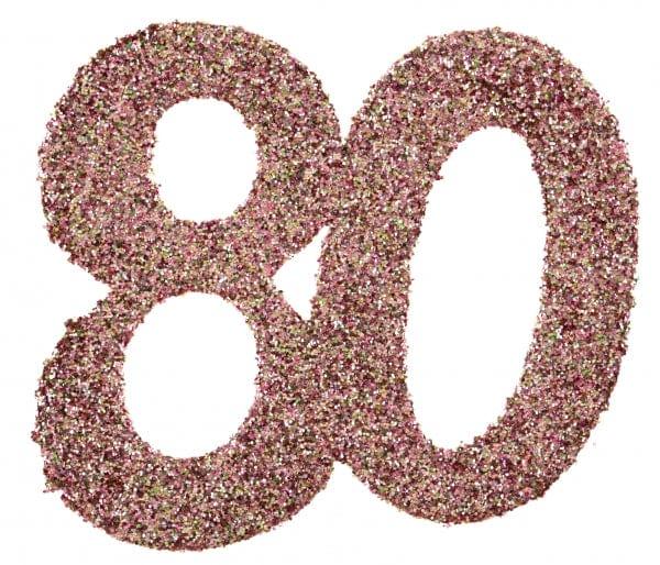 SANTEX Age Specific Birthday Glittery Number 80 Decoration, Rose Gold, 6 Count