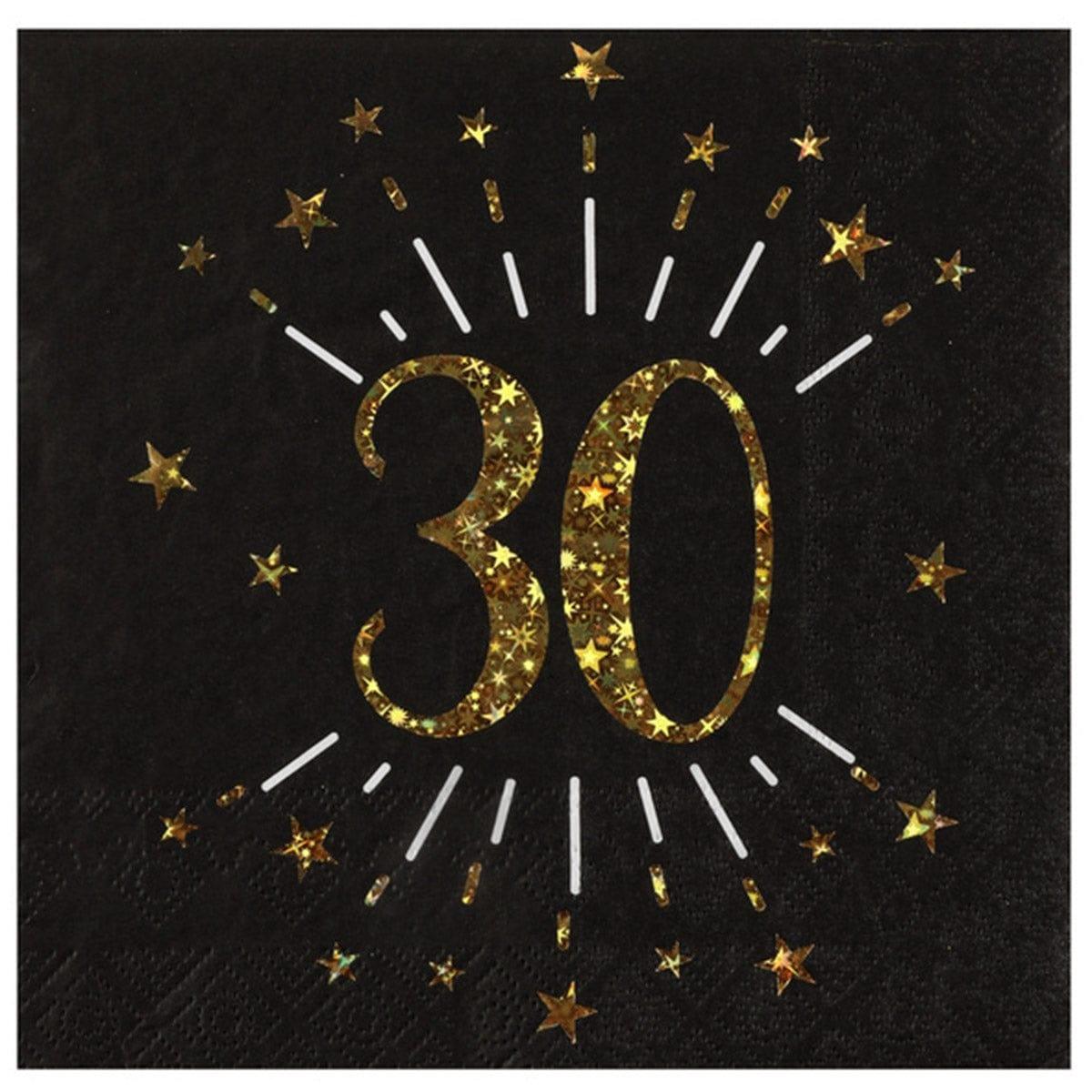 SANTEX Age Specific Birthday Gold Sparkling Number 30 Lunch Napkins, 10 Count