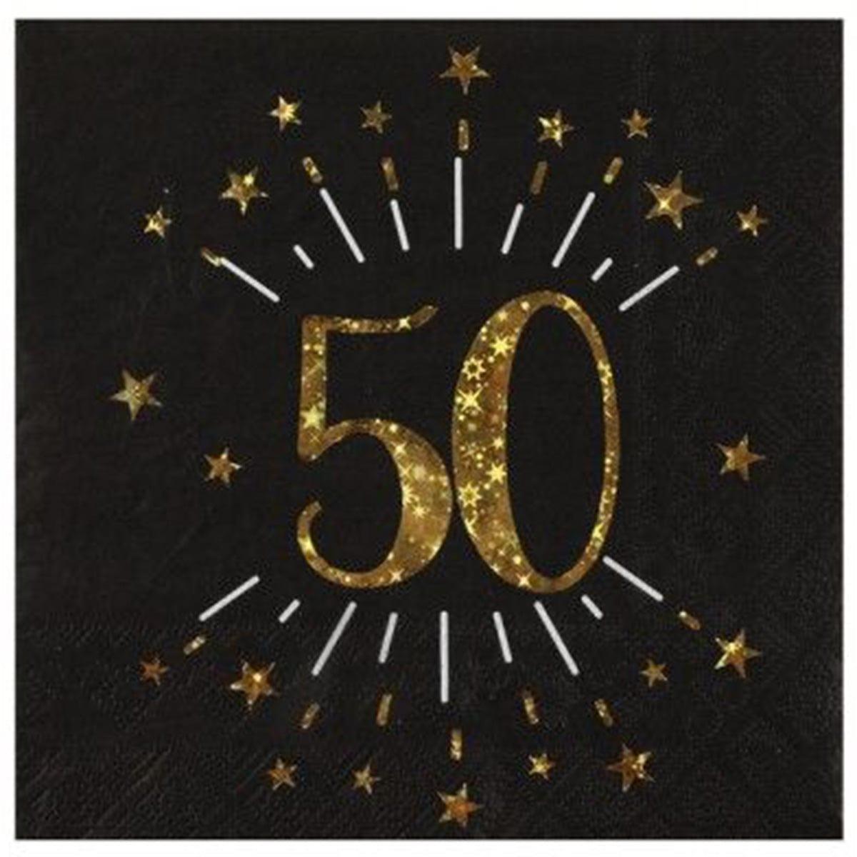 SANTEX Age Specific Birthday Gold Sparkling Number 50 Lunch Napkins, 10 Count