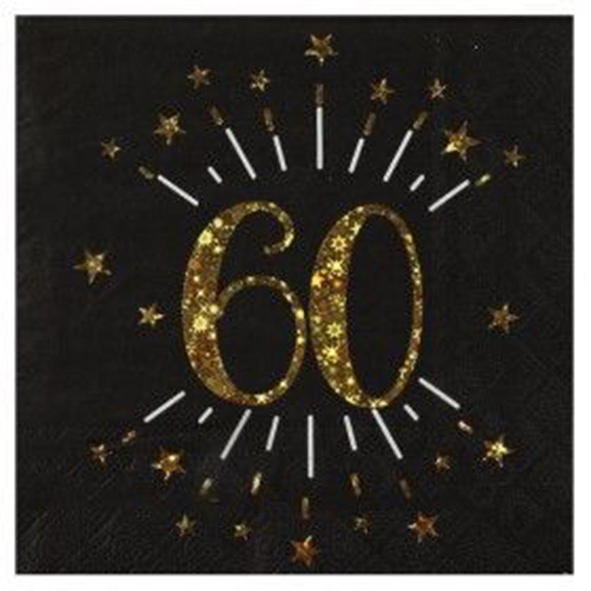 SANTEX Age Specific Birthday Gold Sparkling Number 60 Lunch Napkins, 10 Count