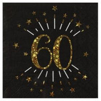 SANTEX Age Specific Birthday Gold Sparkling Number 60 Lunch Napkins, 10 Count
