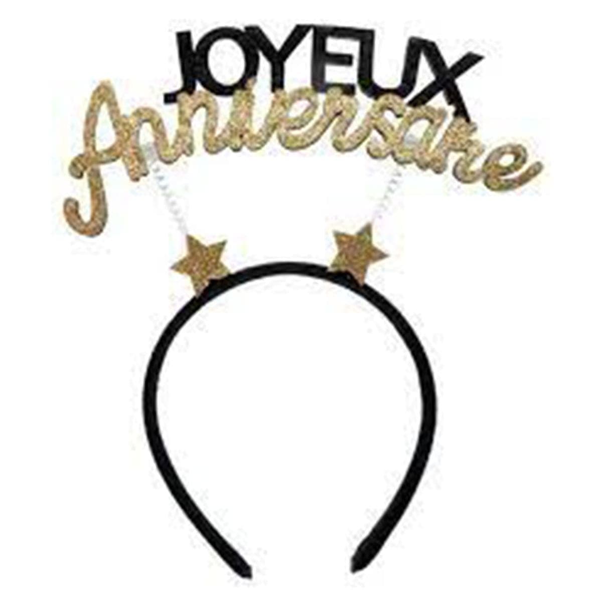 SANTEX General Birthday Sparkly "Joyeux Anniversaire" Headband, Gold