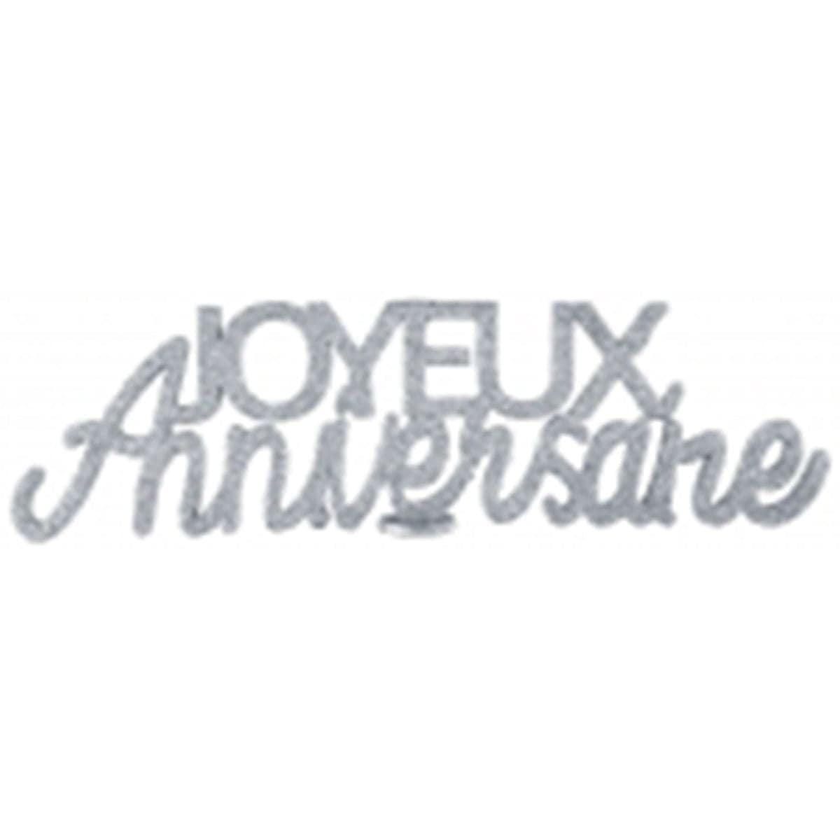 SANTEX General Birthday Table Decoration, "Joyeux Anniversaire", Silver