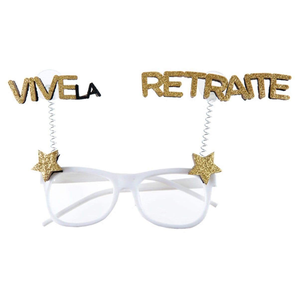 Buy Retirement Vive la Retraite Glittered Glasses sold at Party Expert