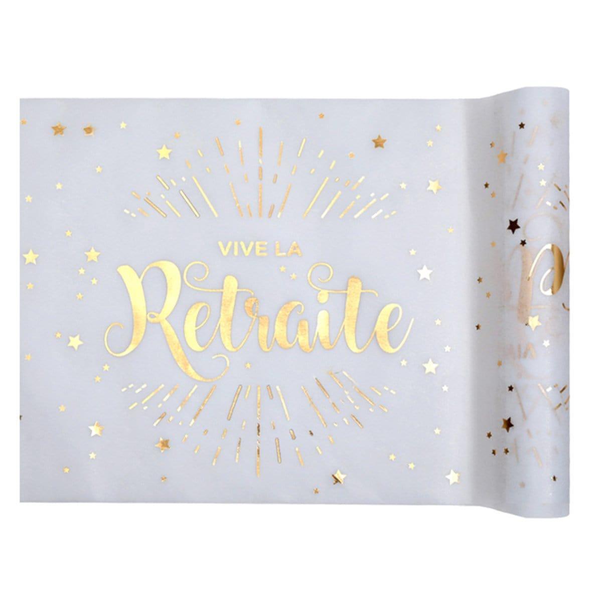 Buy Retirement Vive La Retraite Metallic Table Runner, 5 meters sold at Party Expert