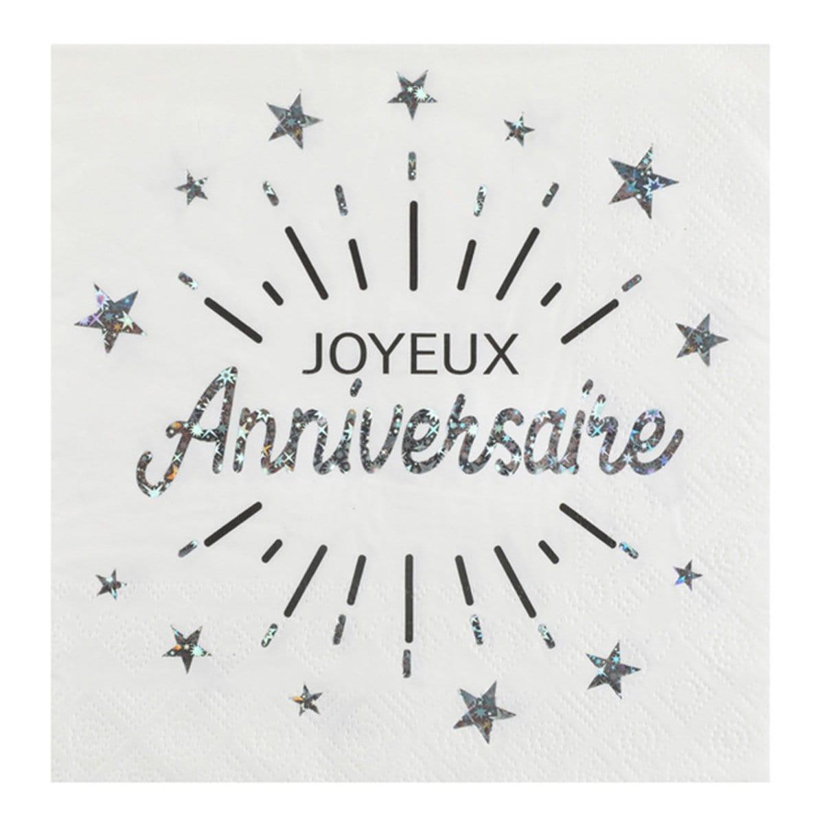 Buy Wedding Anniversary Joyeux Anniversaire Lunch Napkins, 20 Count sold at Party Expert