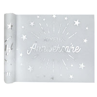 Buy Wedding Anniversary Joyeux Anniversaire Metallic Table Runner, 5 Meters sold at Party Expert