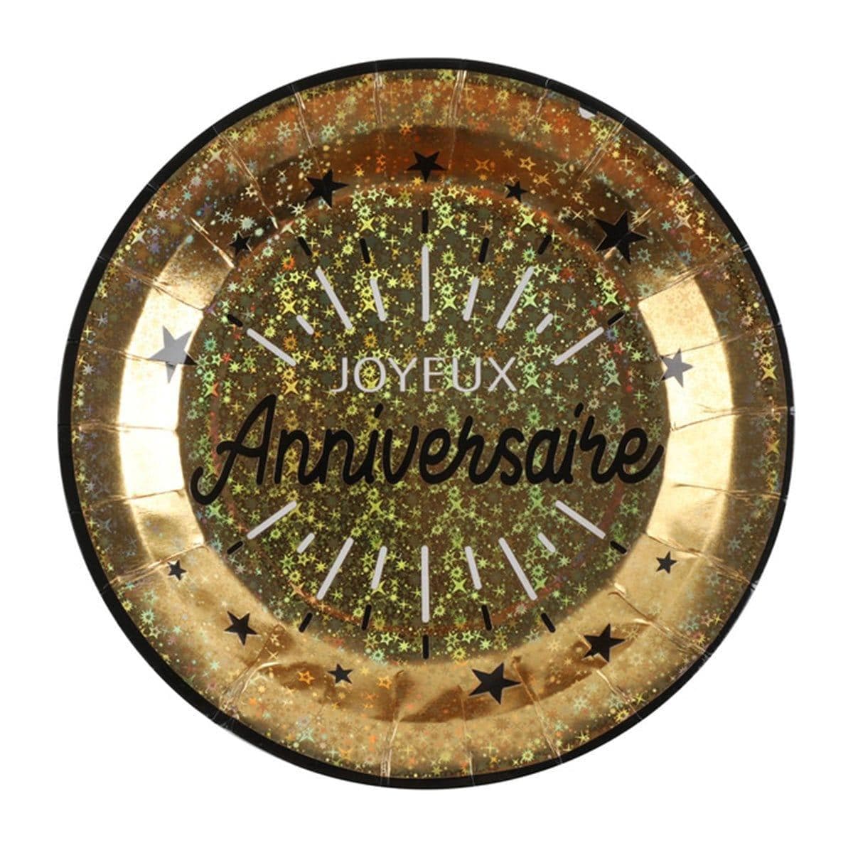 Buy Wedding Anniversary Joyeux Anniversaire Paper Plates 9 Inches, 10 Count sold at Party Expert