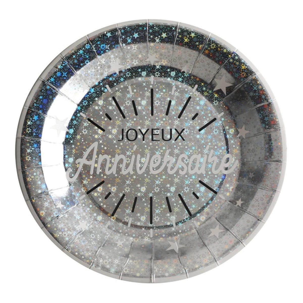 Buy Wedding Anniversary Joyeux Anniversaire Paper Plates 9 Inches, 10 Count sold at Party Expert