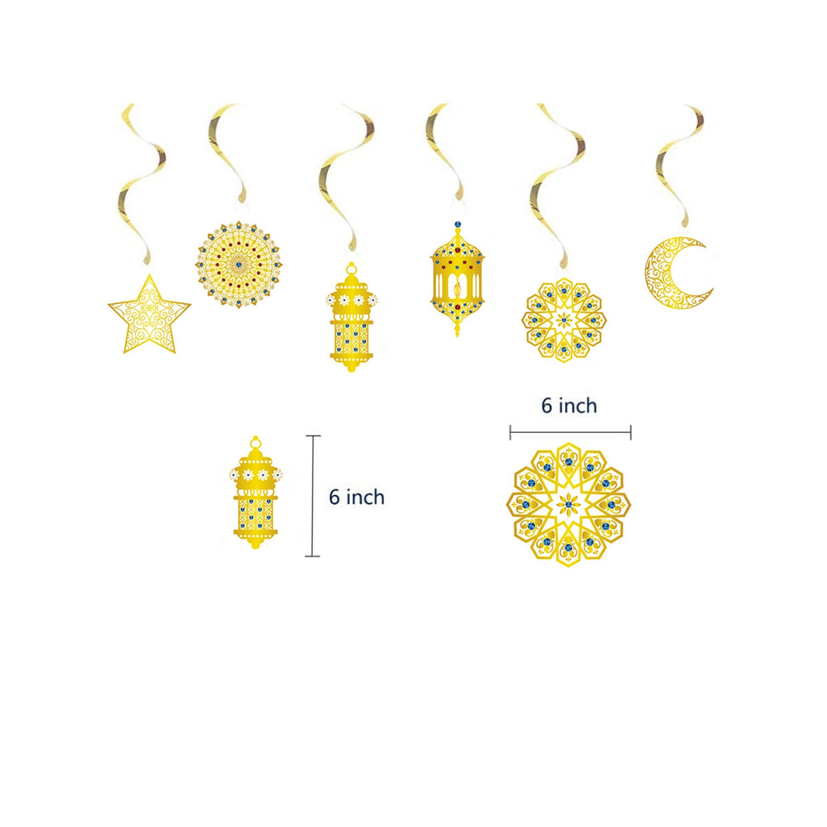 Shaoxing Keqiao Chengyou Textile Co.,Ltd Eid Eid Celebration Gold Swirls Decoration Kit, 6 Count