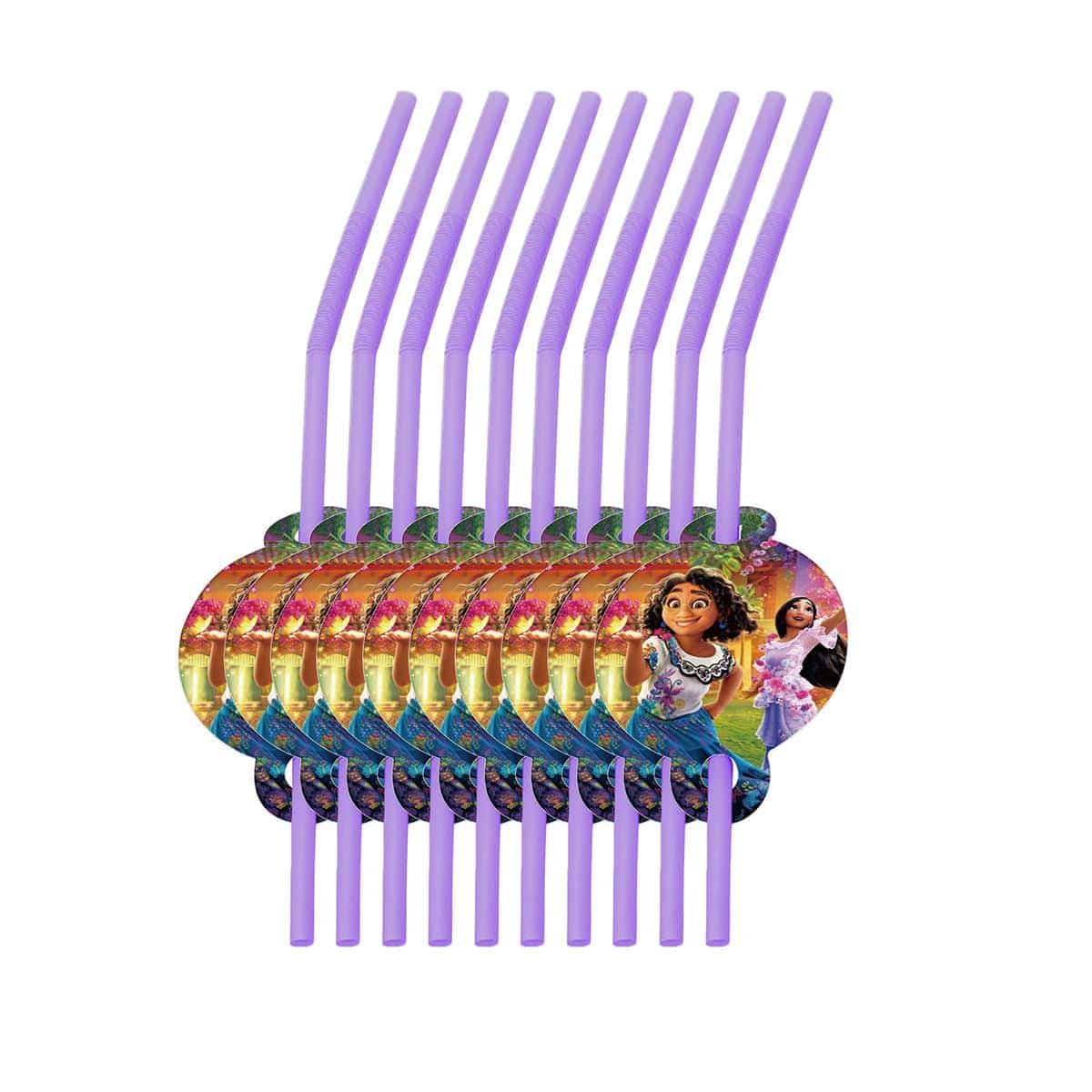 Shaoxing Keqiao Chengyou Textile Co.,Ltd Kids Birthday Disney Encanto Birthday Party Plastic Straws, 10 Count