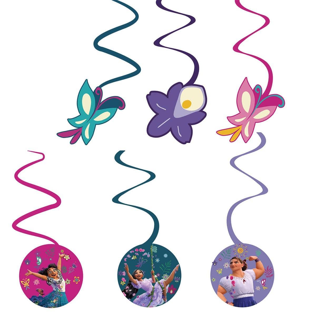 Shaoxing Keqiao Chengyou Textile Co.,Ltd Kids Birthday Disney Encanto Birthday Party Swirl Spiral Decorations, 6 Count