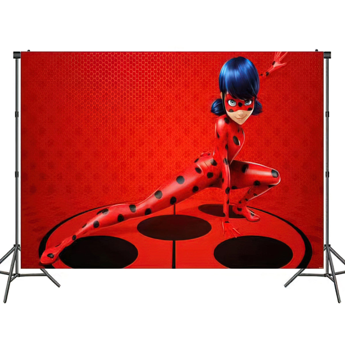 Shaoxing Keqiao Chengyou Textile Co.,Ltd Kids Birthday Miraculous: Tales of Ladybug & Cat Noir Birthday Scene Setter Backdrop, 39 x 59 Inches 810077656860