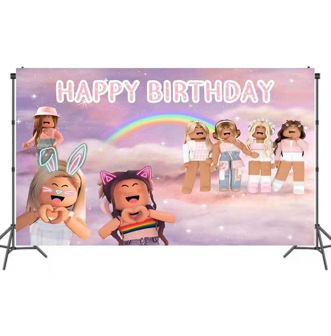 Shaoxing Keqiao Chengyou Textile Co.,Ltd Kids Birthday Roblox Girl Backdrop, 39 in x 59 in