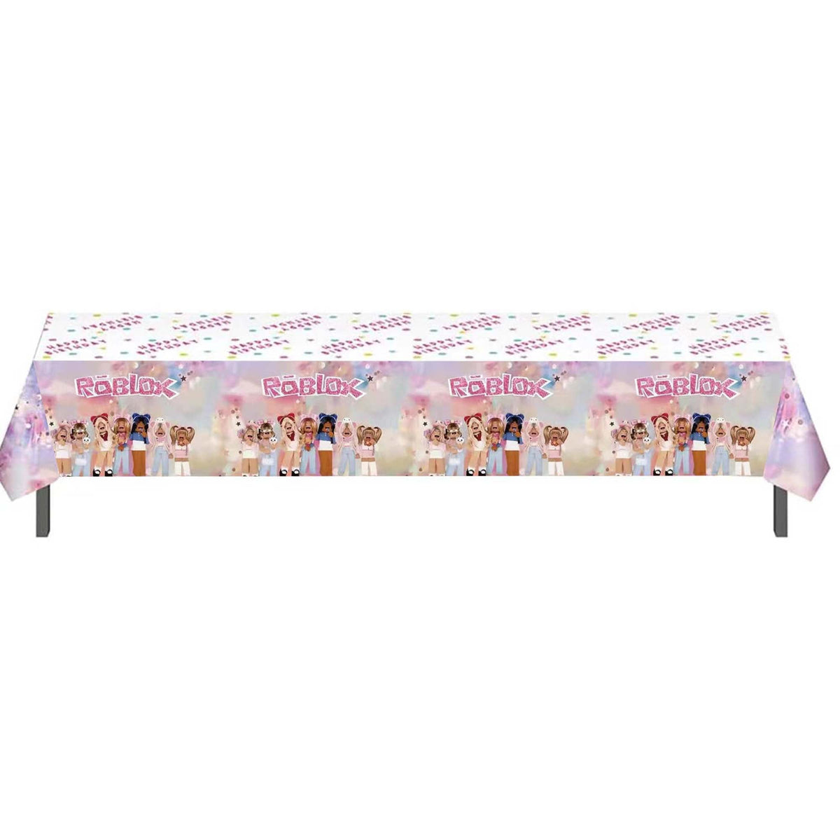 Shaoxing Keqiao Chengyou Textile Co.,Ltd Kids Birthday Roblox Girl Birthday Rectangular Plastic Table Cover, 51 x 86 Inches, 1 Count 810077658857