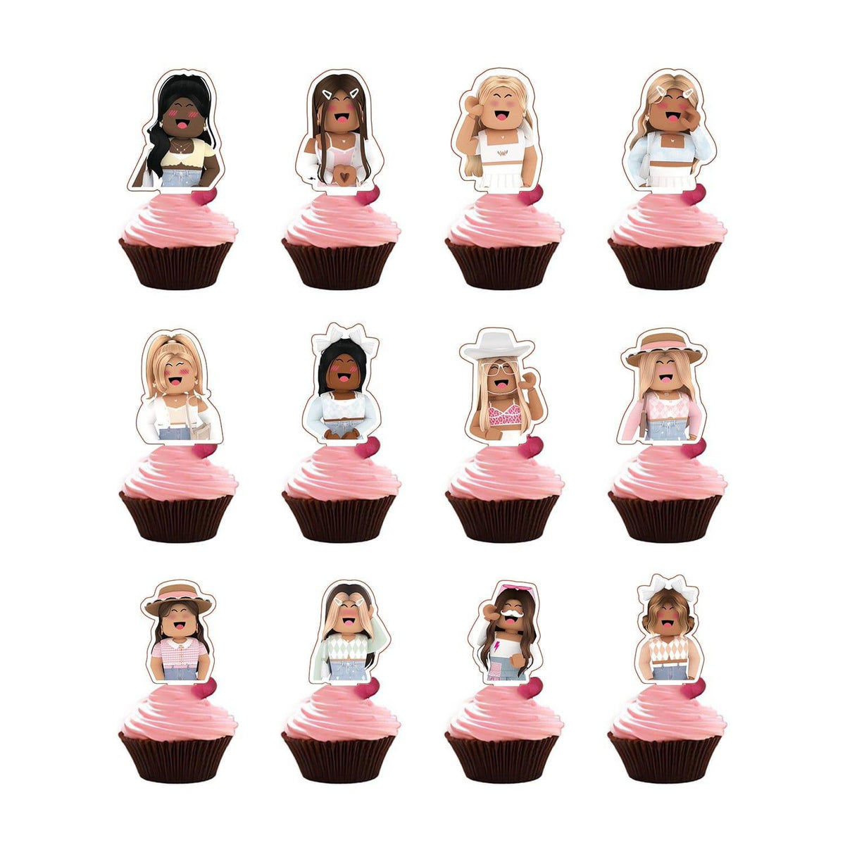 Shaoxing Keqiao Chengyou Textile Co.,Ltd Kids Birthday Roblox Girl Cupcake Toppers, 12 Count