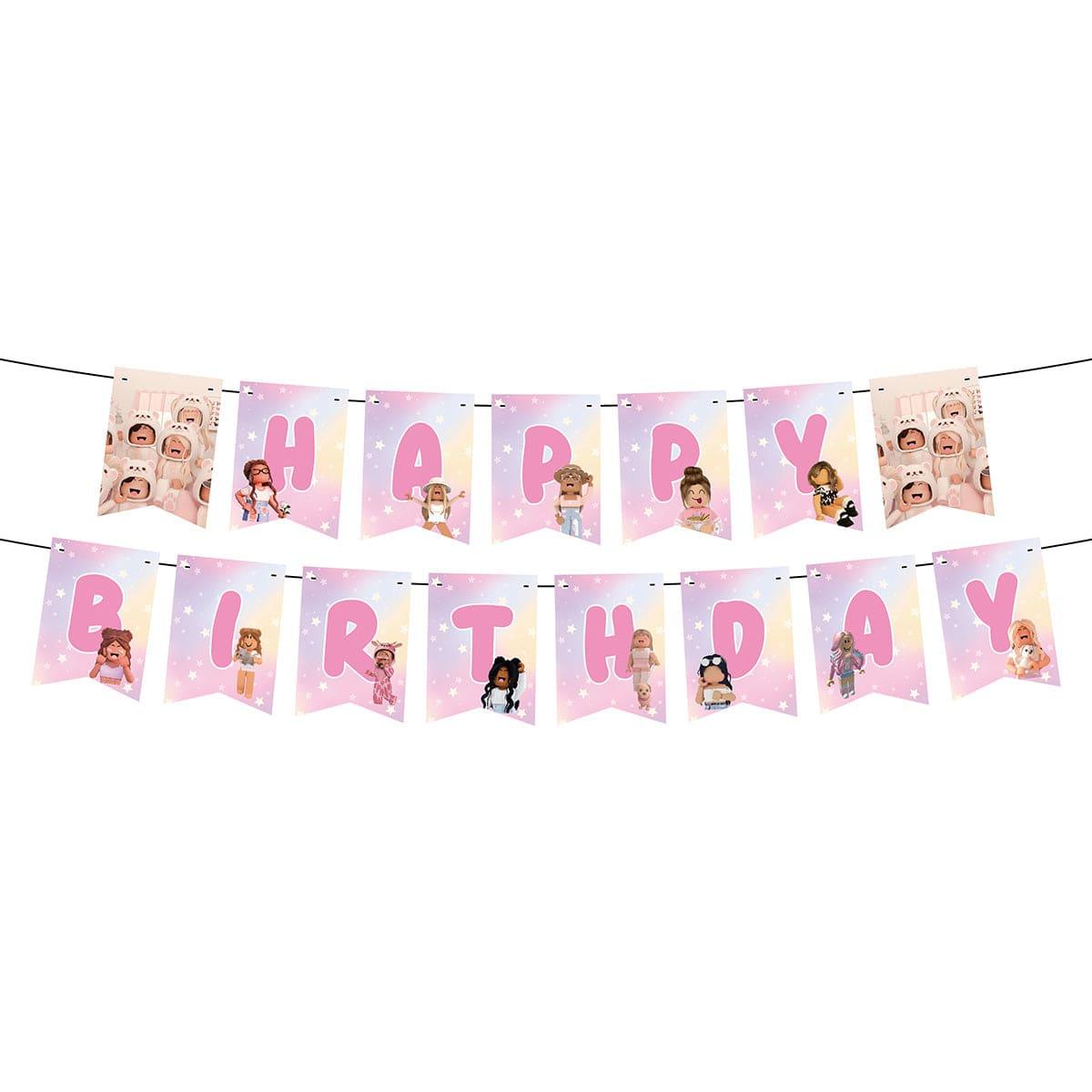 Shaoxing Keqiao Chengyou Textile Co.,Ltd Kids Birthday Roblox Girl "Happy Birthday" Banner, 59 in