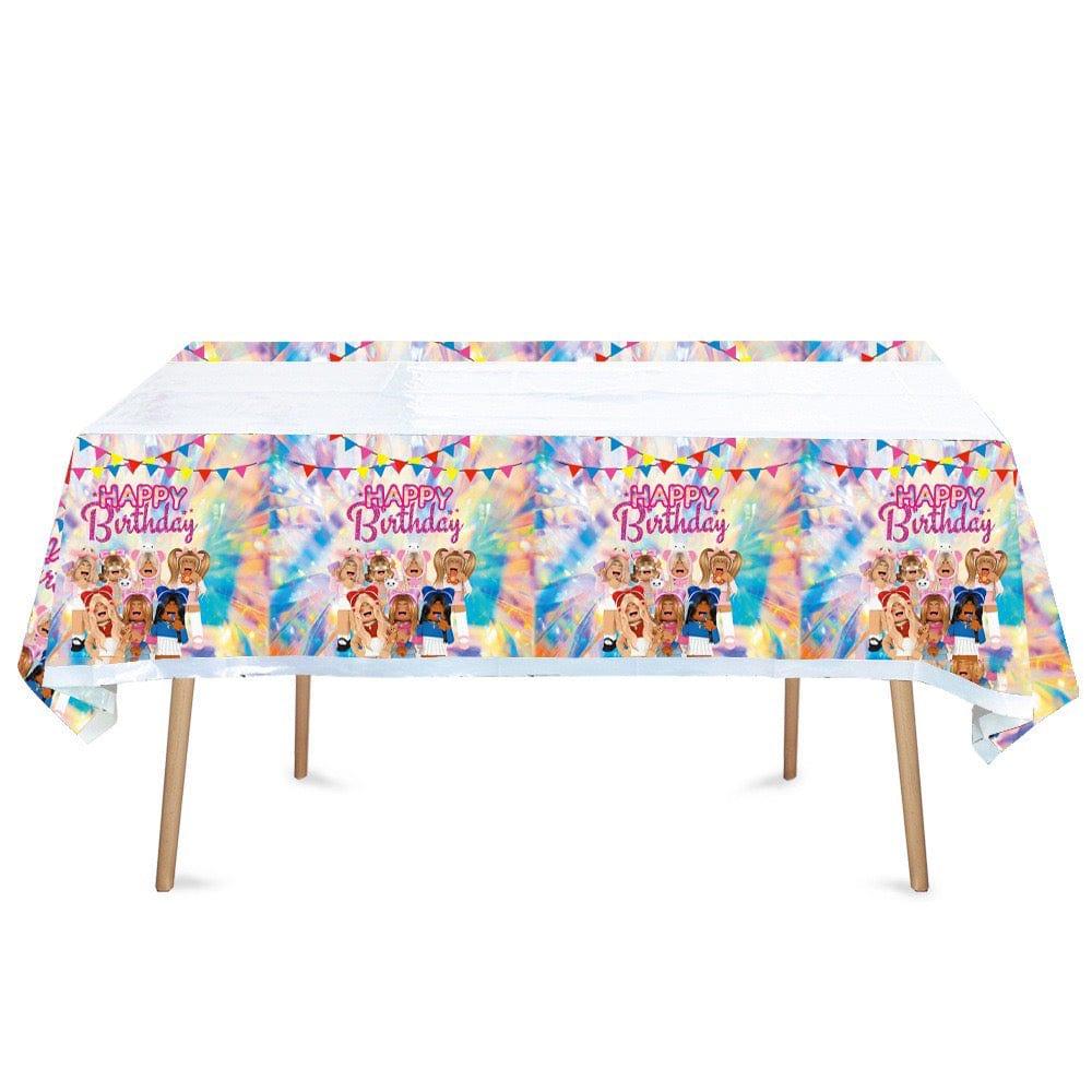 Shaoxing Keqiao Chengyou Textile Co.,Ltd Kids Birthday Roblox Girl Rectangle Plastic Table Cover, 51 in x 86 in