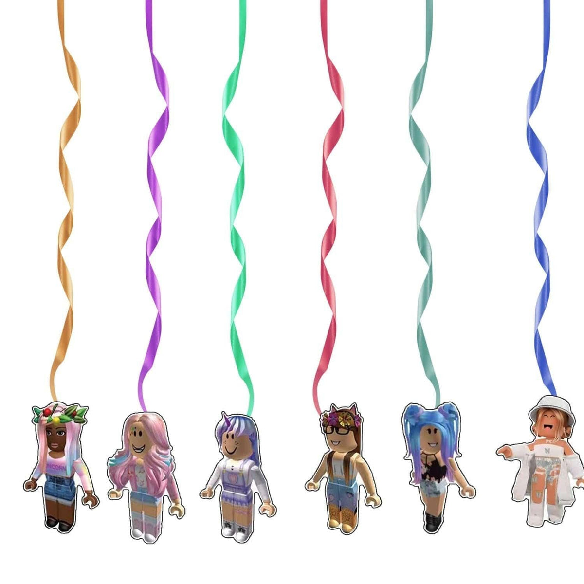 Shaoxing Keqiao Chengyou Textile Co.,Ltd Kids Birthday Roblox Girl Swirl Decorations, 6 Count