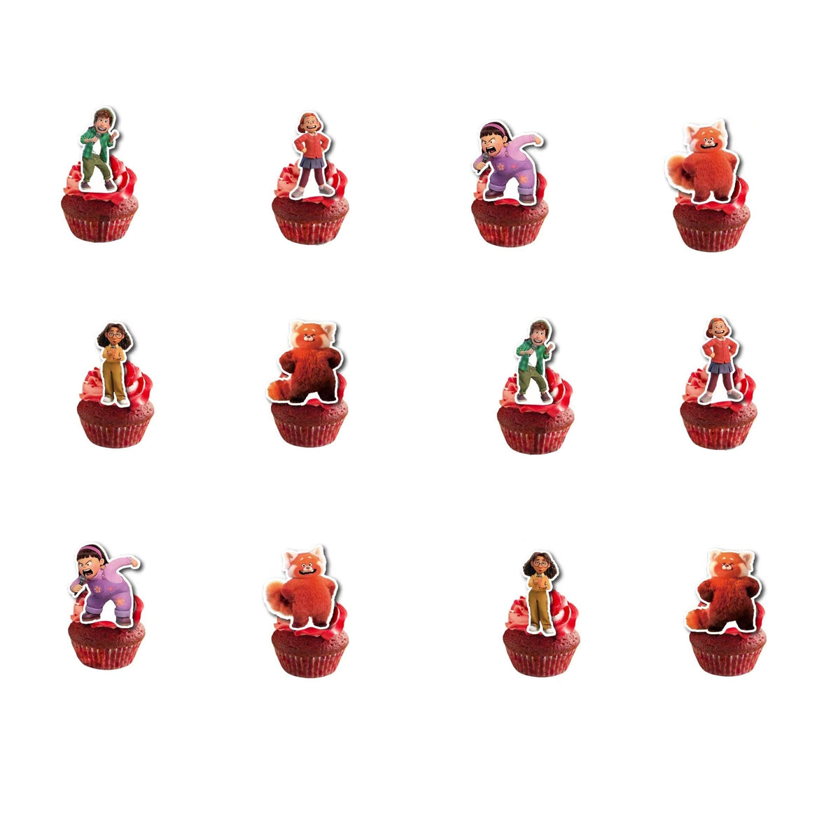 Shaoxing Keqiao Chengyou Textile Co.,Ltd Kids Birthday Turning Red Birthday Cupcake Toppers, 12 Count 810077657027