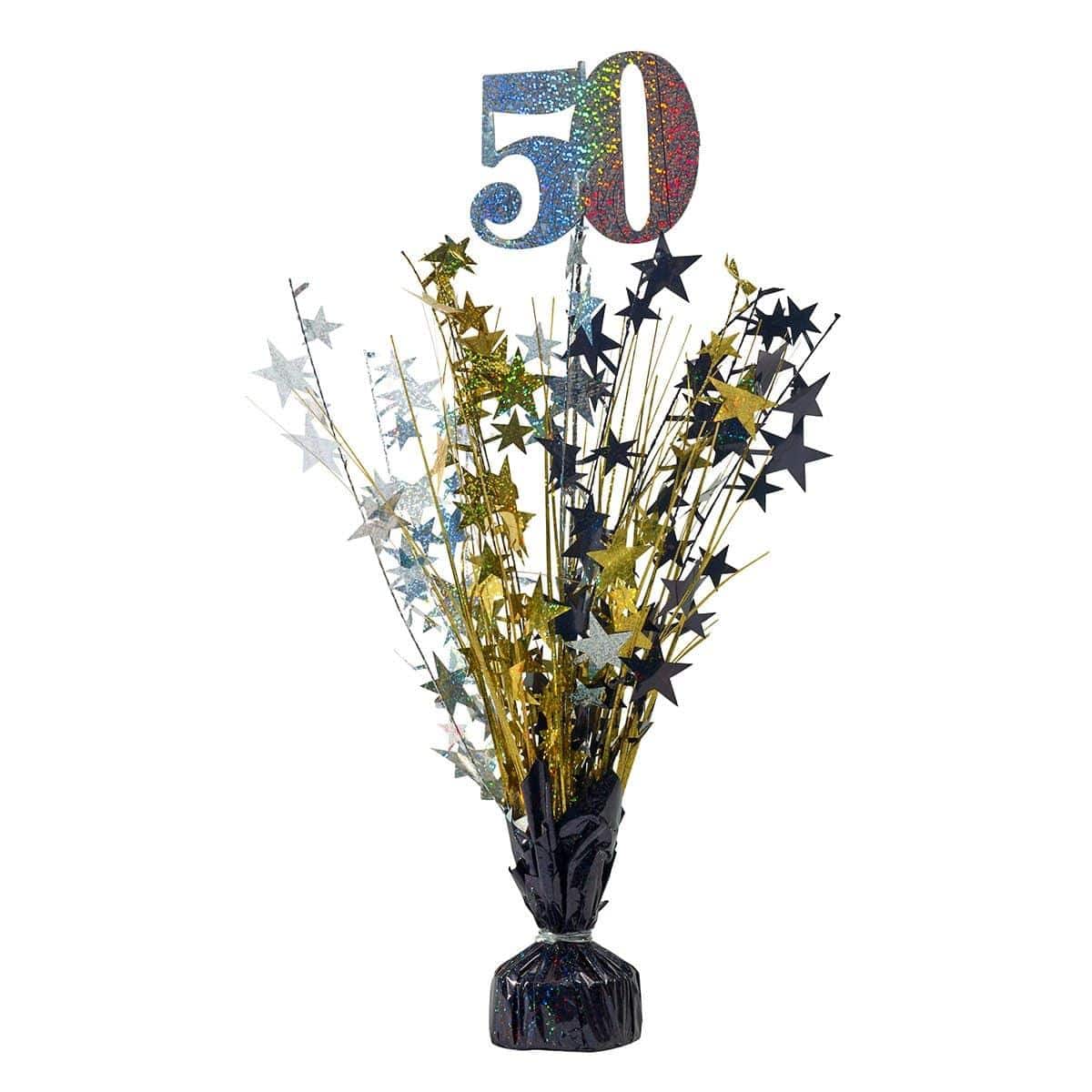 Buy Age Specific Birthday Centerpieces 18 In. Gold/silver/black - 50 sold at Party Expert