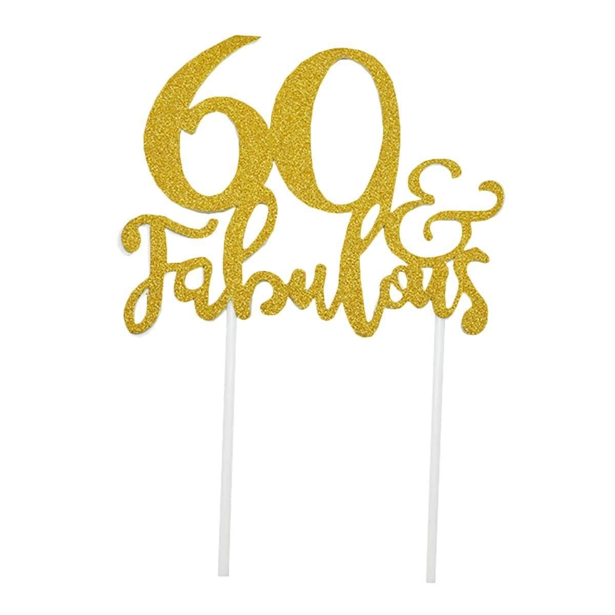 Buy Age Specific Birthday Glitter Cake Topper - 60 & Fabulous sold at Party Expert