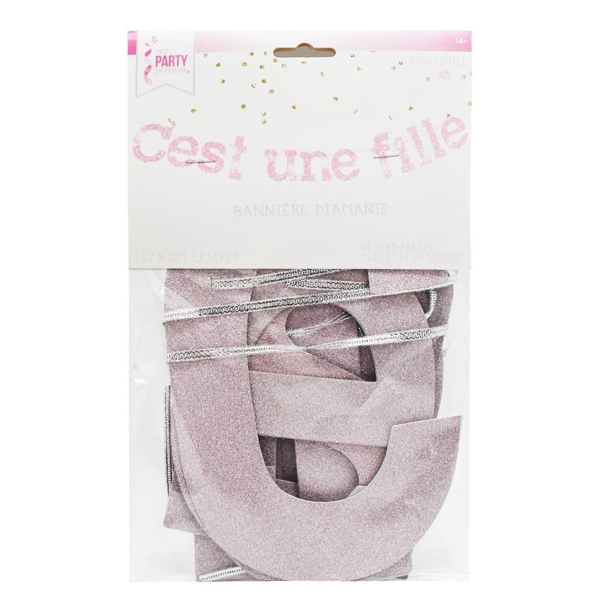 Buy Baby Shower C'est une fille pink diamond banner, 7 inches sold at Party Expert